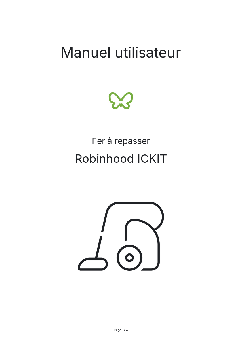 Page n°1 - Manuel utilisateur Robinhood ICKIT