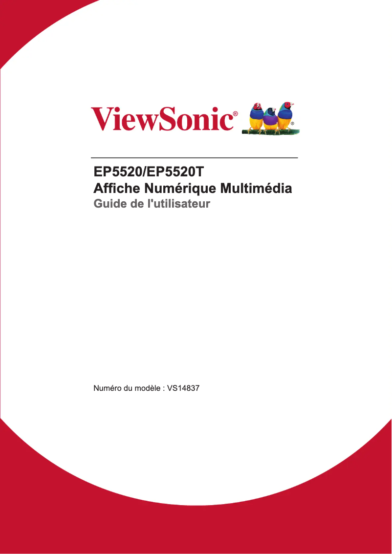 Page 1 de la notice Manuel utilisateur Viewsonic EP5520