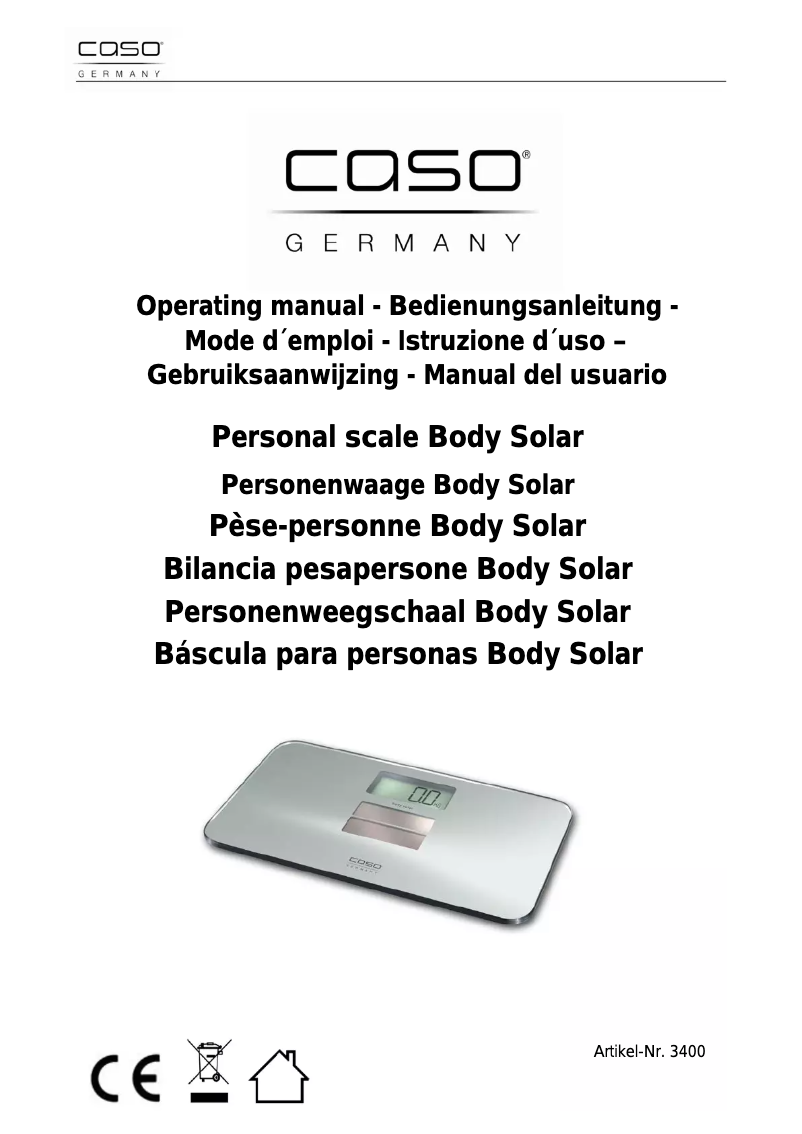 Page n°1 - Manuel utilisateur Caso Body Solar 3400