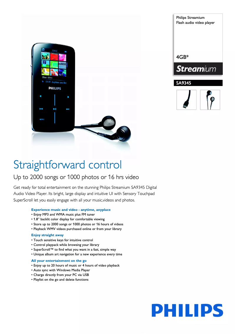 Image de la première page du manuel de l'appareil Streamium SA9345