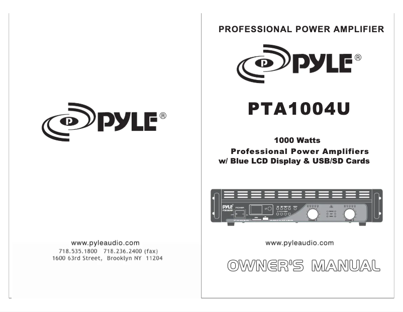 Page 1 de la notice Manuel utilisateur Pyle PTA1004U