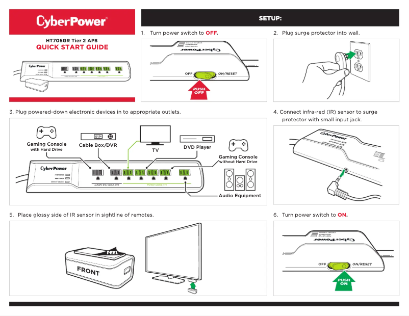 Page 1 de la notice Guide de démarrage rapide CyberPower HT705GR