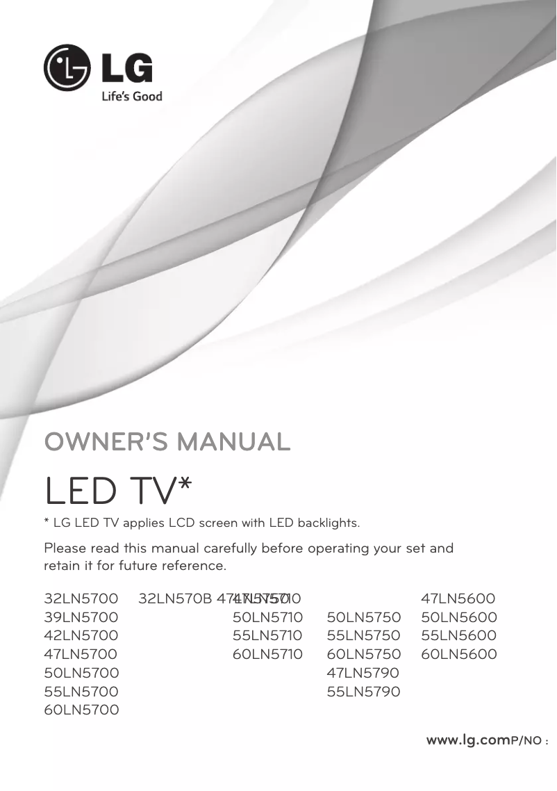 Page 1 de la notice Manuel utilisateur LG 50LN5710