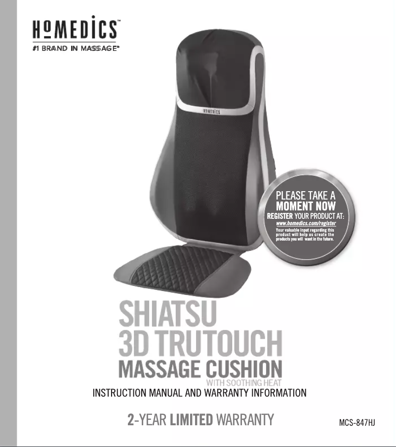 Page n°1 - Manuel utilisateur Homedics MCS-847HJ