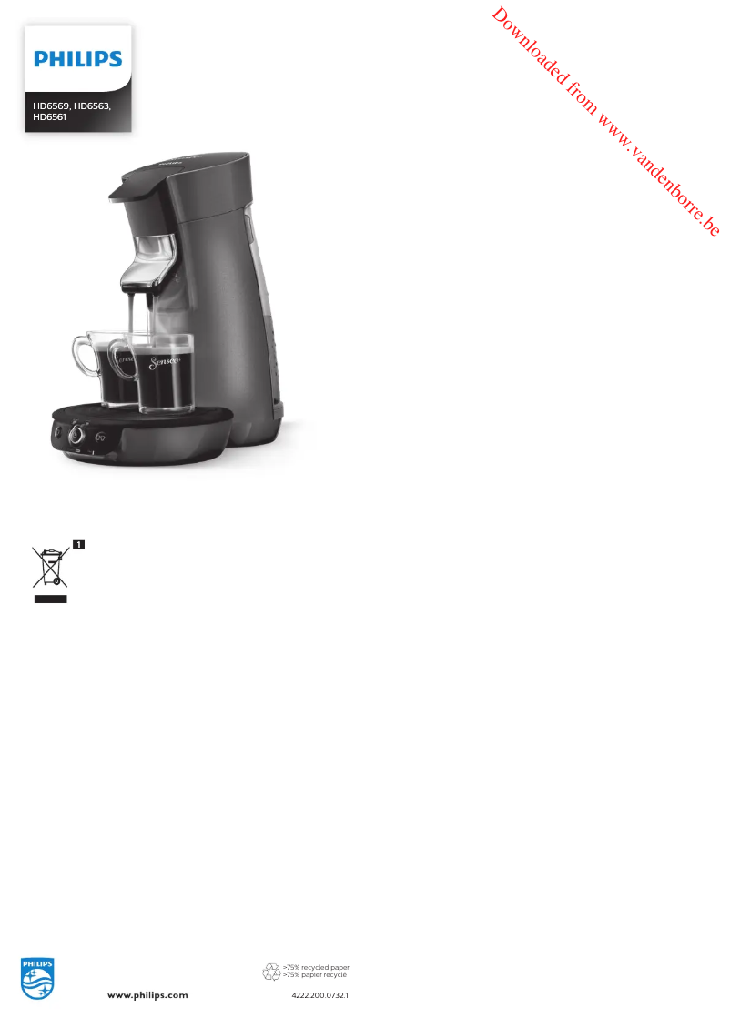 Page n°1 - Manuel utilisateur Philips Senseo Viva Café HD6561