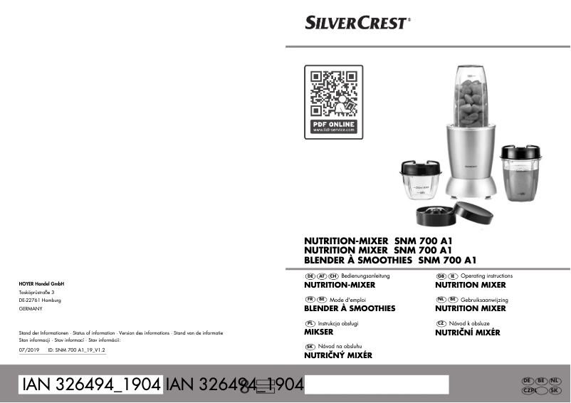 Page 1 de la notice Manuel utilisateur SilverCrest SNM 700 A1