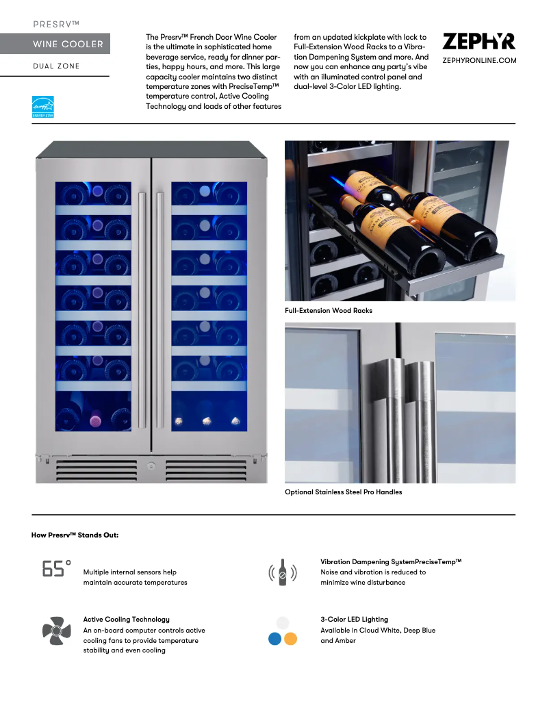 Page 1 de la notice Fiche technique Zephyr Presrv PRW24C32CG