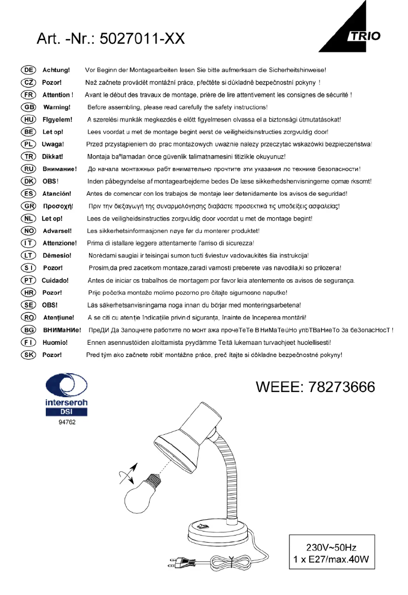 Image de la première page du manuel de l'appareil Pronto 5027011-17