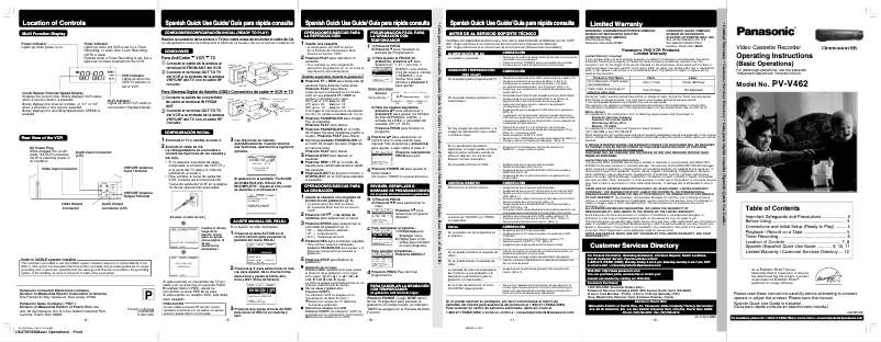 Page n°1 - Manuel utilisateur Panasonic PV-V462