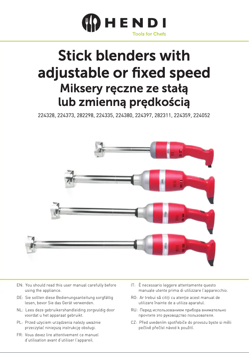 Page n°1 - Manuel utilisateur Hendi 224380