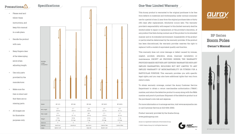 Page 1 de la notice Manuel utilisateur Auray BP-59A