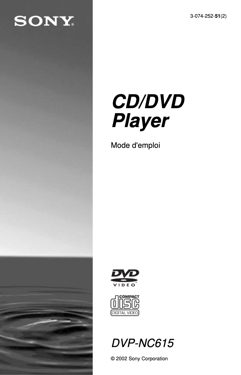 Page n°1 - Manuel utilisateur Sony DVP-NC615