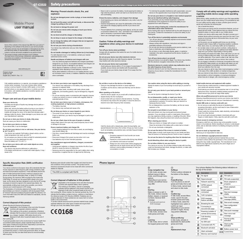 Page n°1 - Manuel utilisateur Samsung Metro Duos GT-C3322