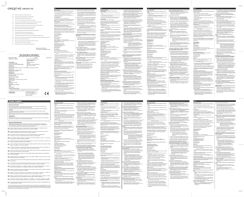 Page 1 de la notice Manuel utilisateur Creative Airwave HD