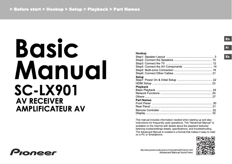 Page n°1 - Manuel utilisateur Pioneer SC-LX901