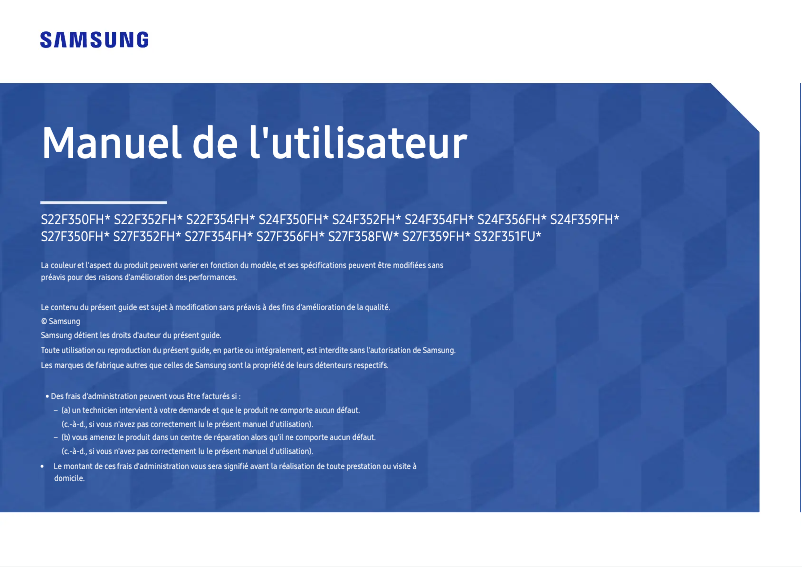 Page 1 de la notice Manuel utilisateur Samsung S22F350FHM