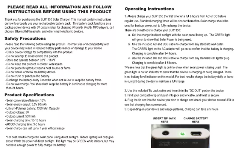 Page n°1 - Manuel utilisateur Celltronix 06-CE-SLR1350