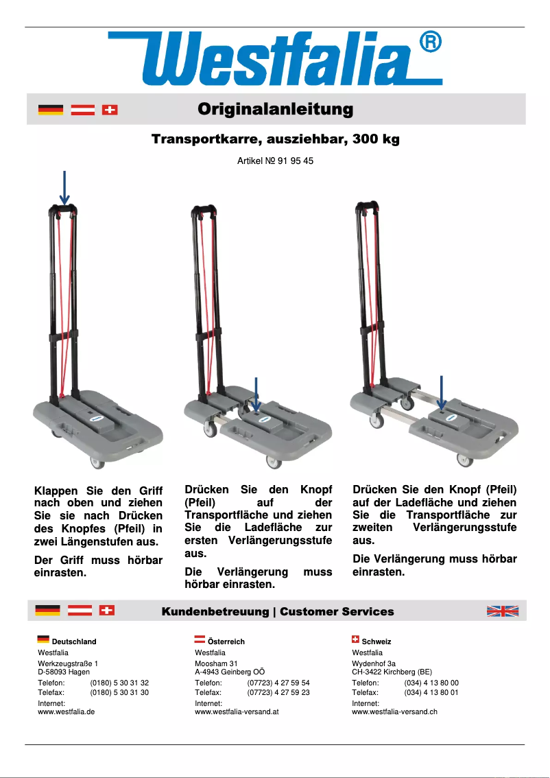 Page n°1 - Manuel utilisateur Westfalia 919545