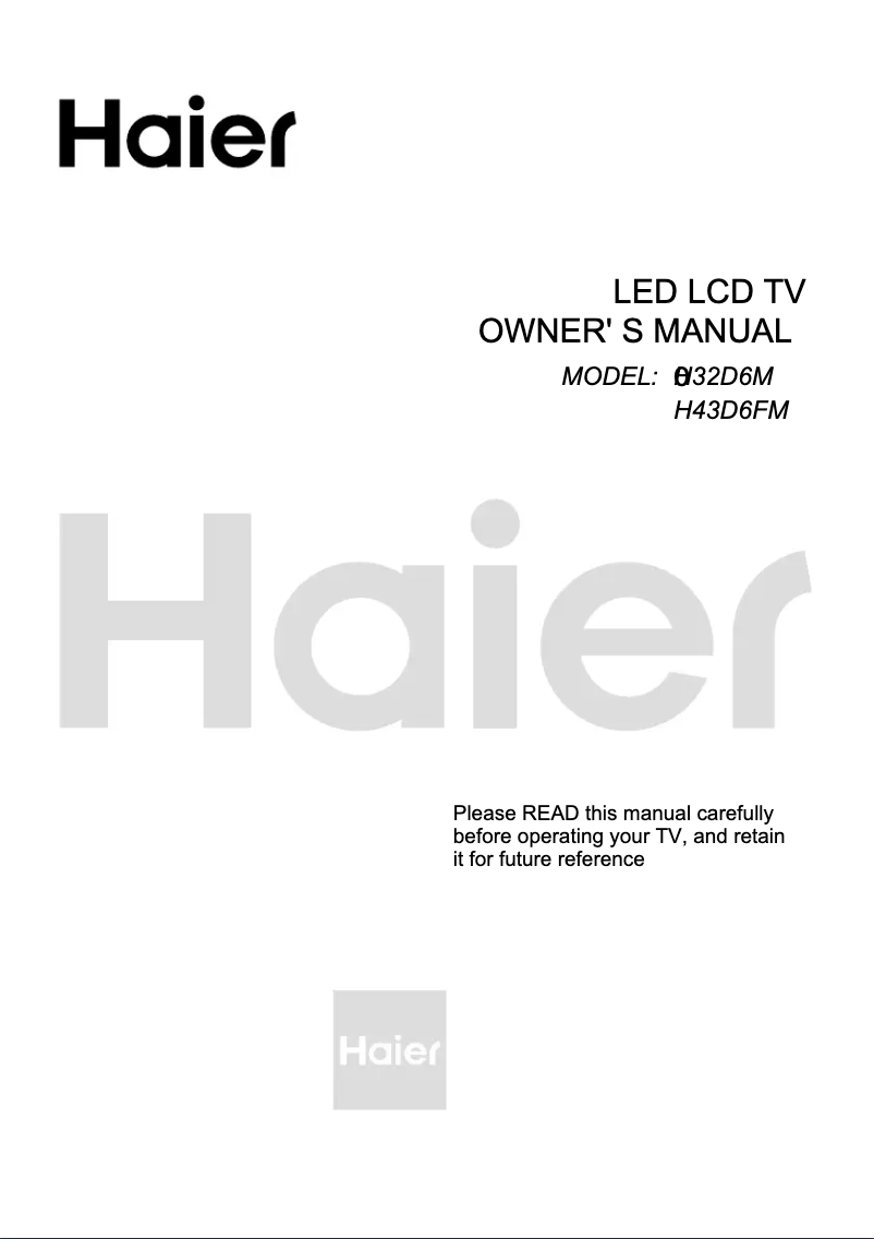 Page 1 de la notice Manuel utilisateur Haier H43D6FM