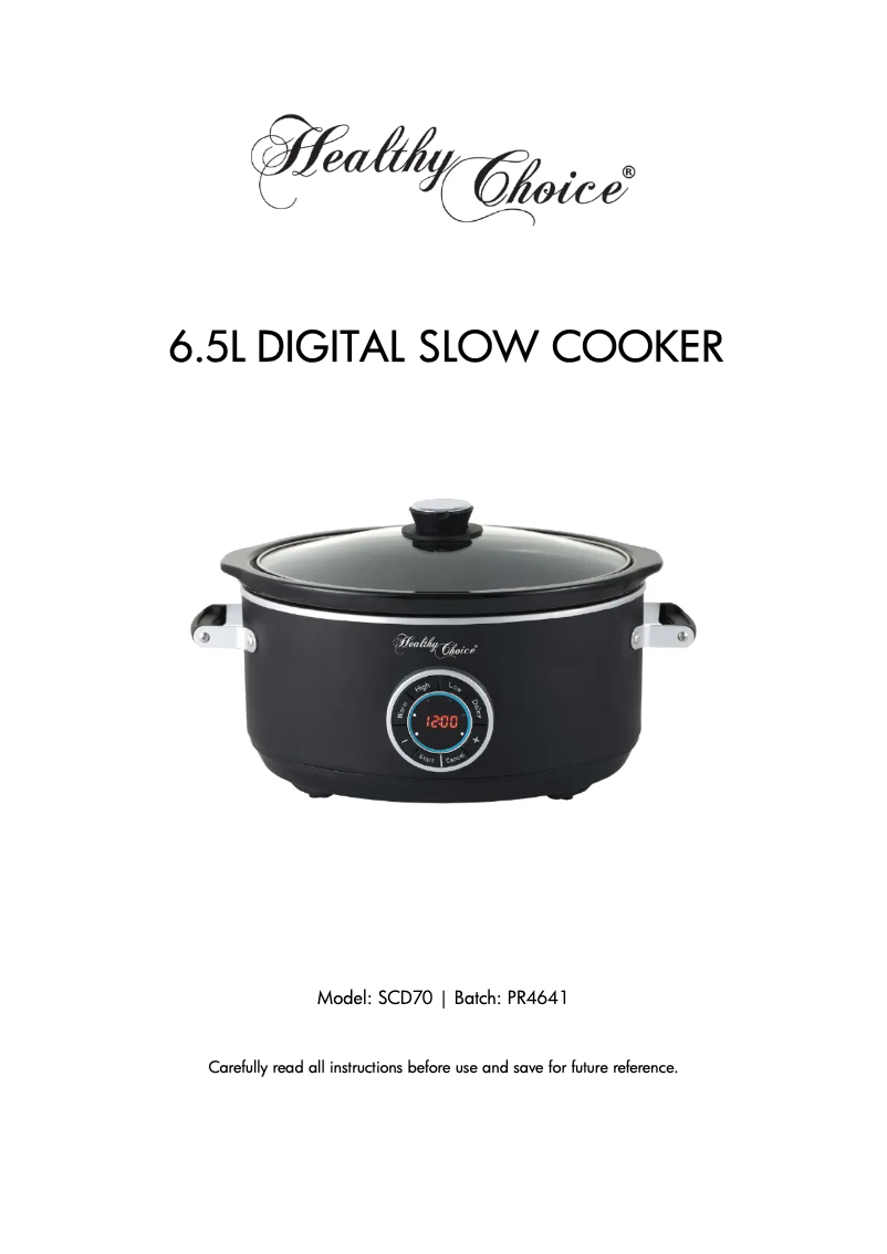 Page n°1 - Manuel utilisateur Healthy Choice SCD70