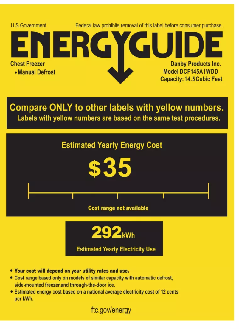 Page n°1 - Label énergétique Danby DCF145A1