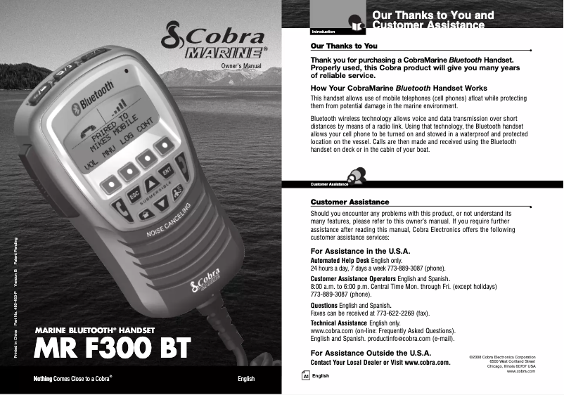 Página 1 del manual Manual de usuario Cobra MRF300 BT