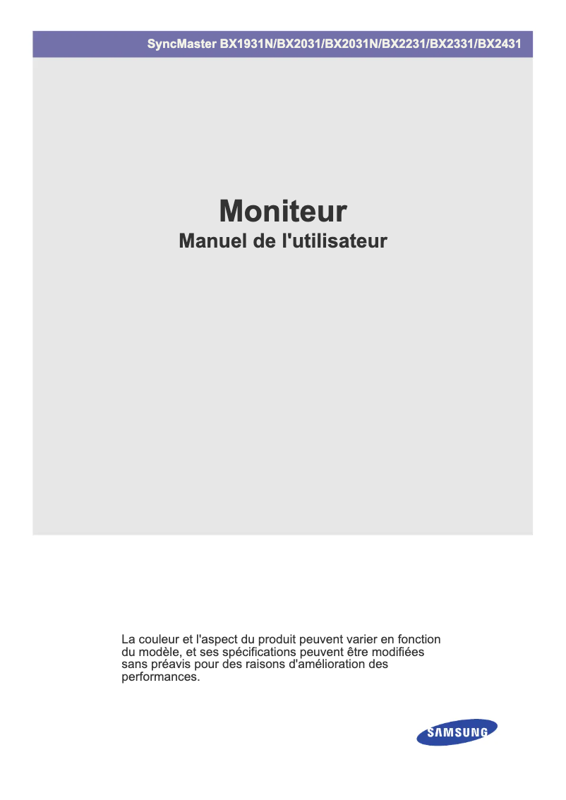 Page 1 de la notice Manuel utilisateur Samsung SyncMaster BX2231