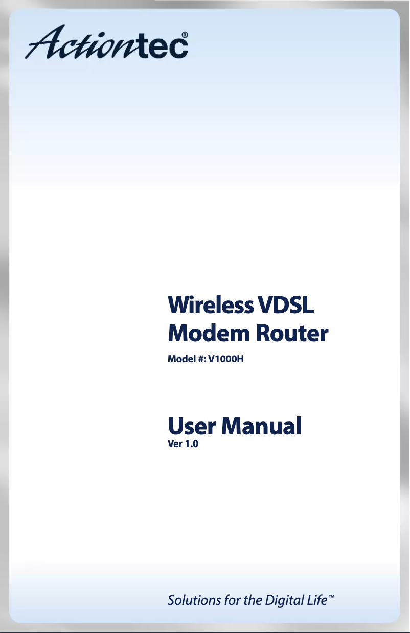 Page n°1 - Manuel utilisateur Actiontec V1000H