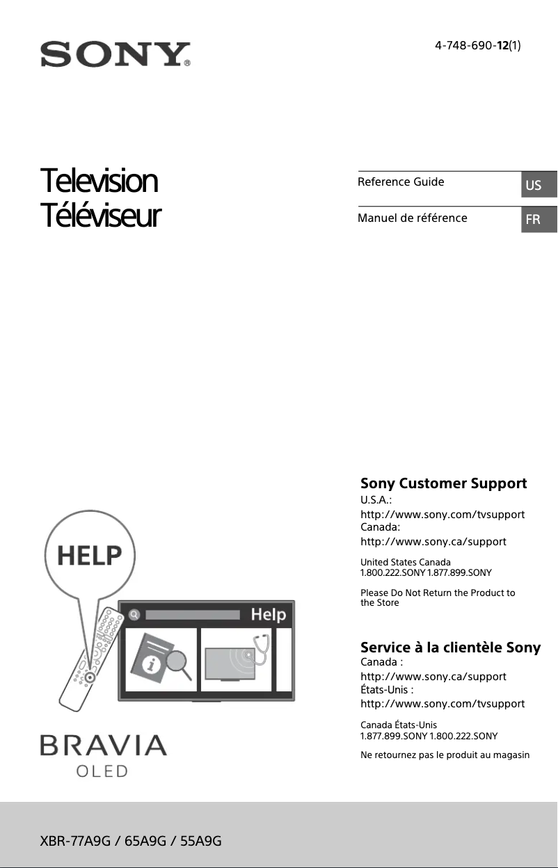 Page 1 de la notice Manuel utilisateur Sony XBR-77A9G