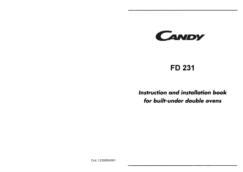 Page n°1 - Manuel utilisateur Candy FD 231 W UK