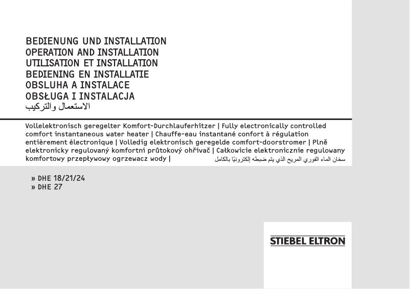 Page n°1 - Manuel utilisateur Stiebel Eltron DHE 18/21/24