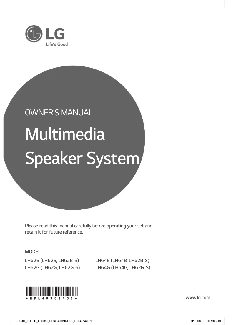 Page 1 de la notice Manuel utilisateur LG LH62G