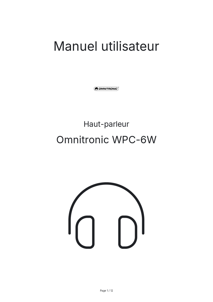 Page n°1 - Manuel utilisateur Omnitronic WPC-6W