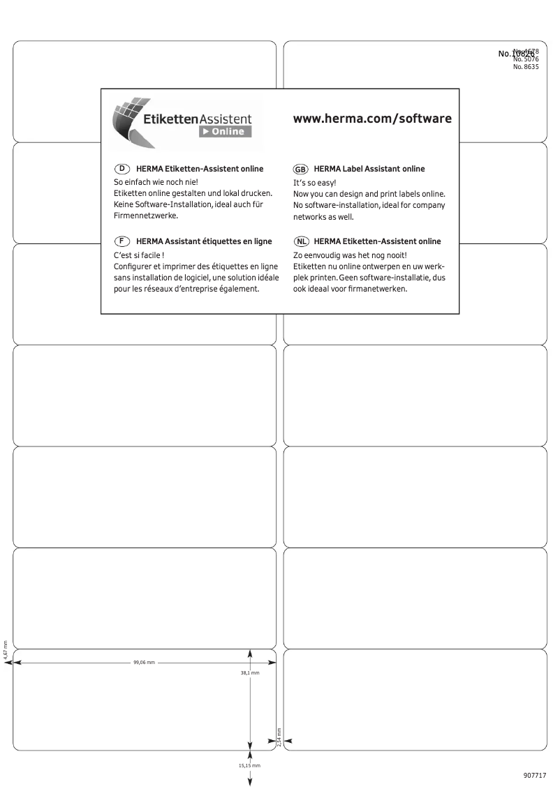 Page 1 de la notice Manuel utilisateur Herma 10826