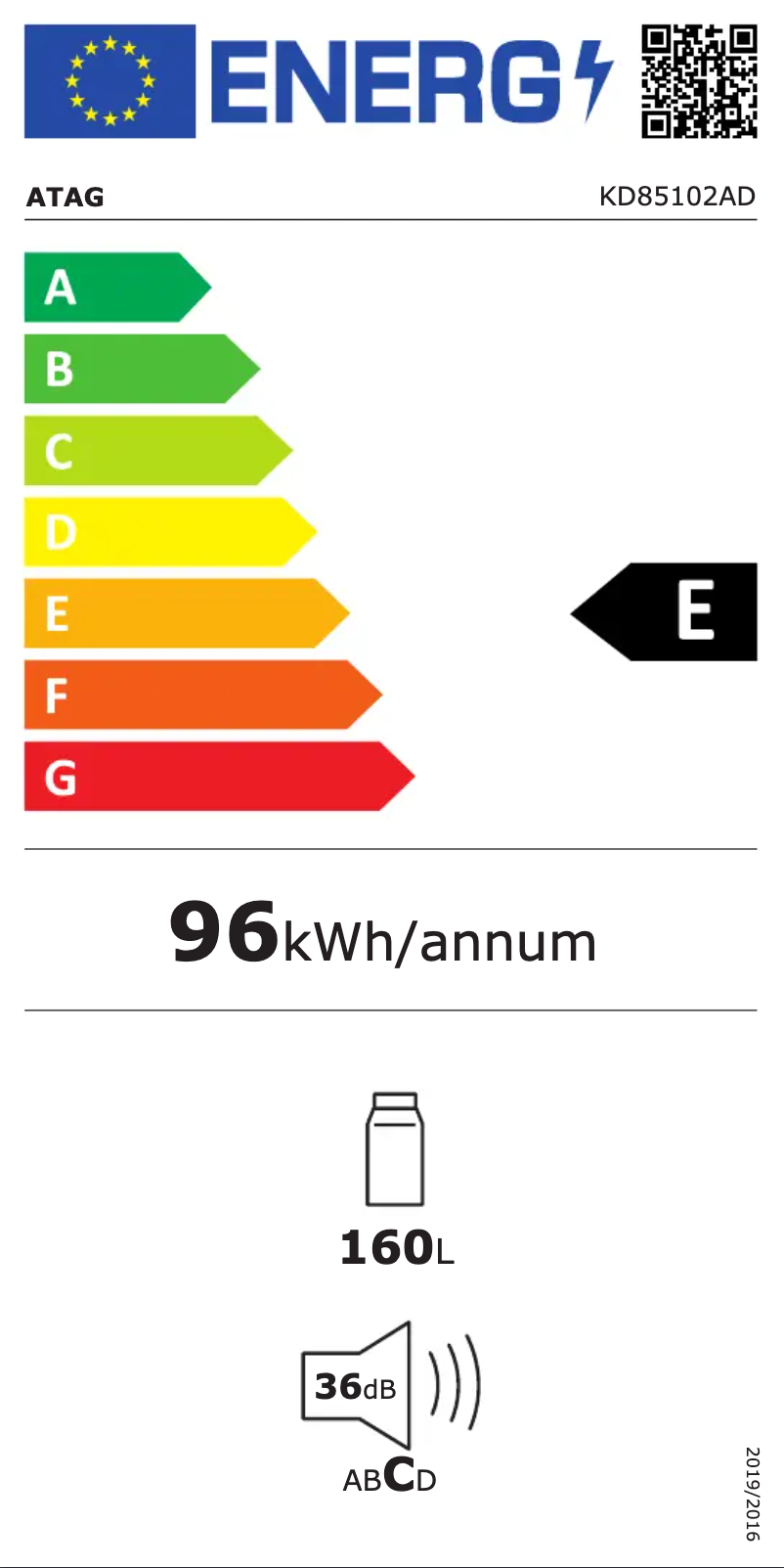 Page n°1 - Label énergétique Atag KD85102AD