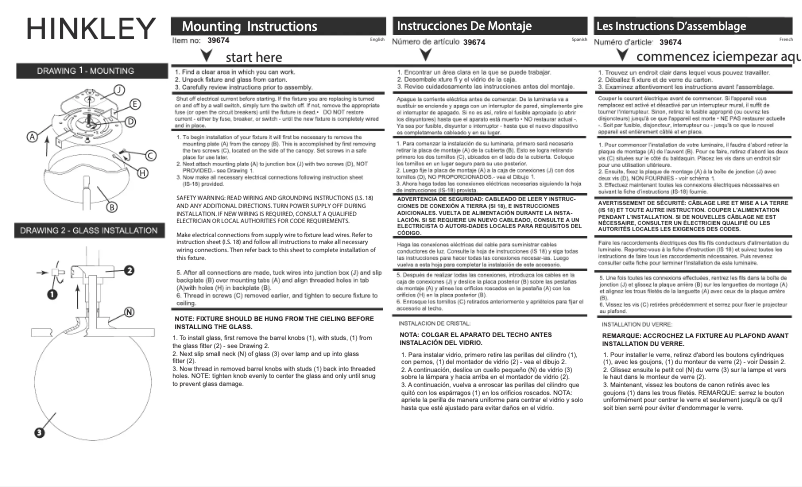 Page n°1 - Manuel utilisateur Hinkley Lighting Hollis 39674BK