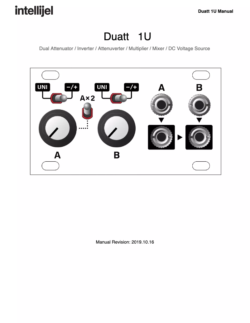 Page n°1 - Manuel utilisateur Intellijel Duatt 1U