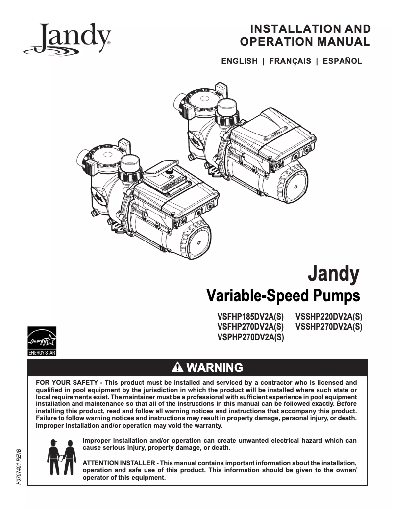 Page n°1 - Manuel utilisateur JANDY VS PlusHP