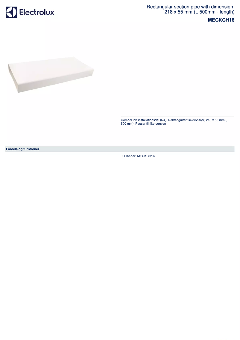 Page 1 de la notice Fiche technique AEG MECKCH16