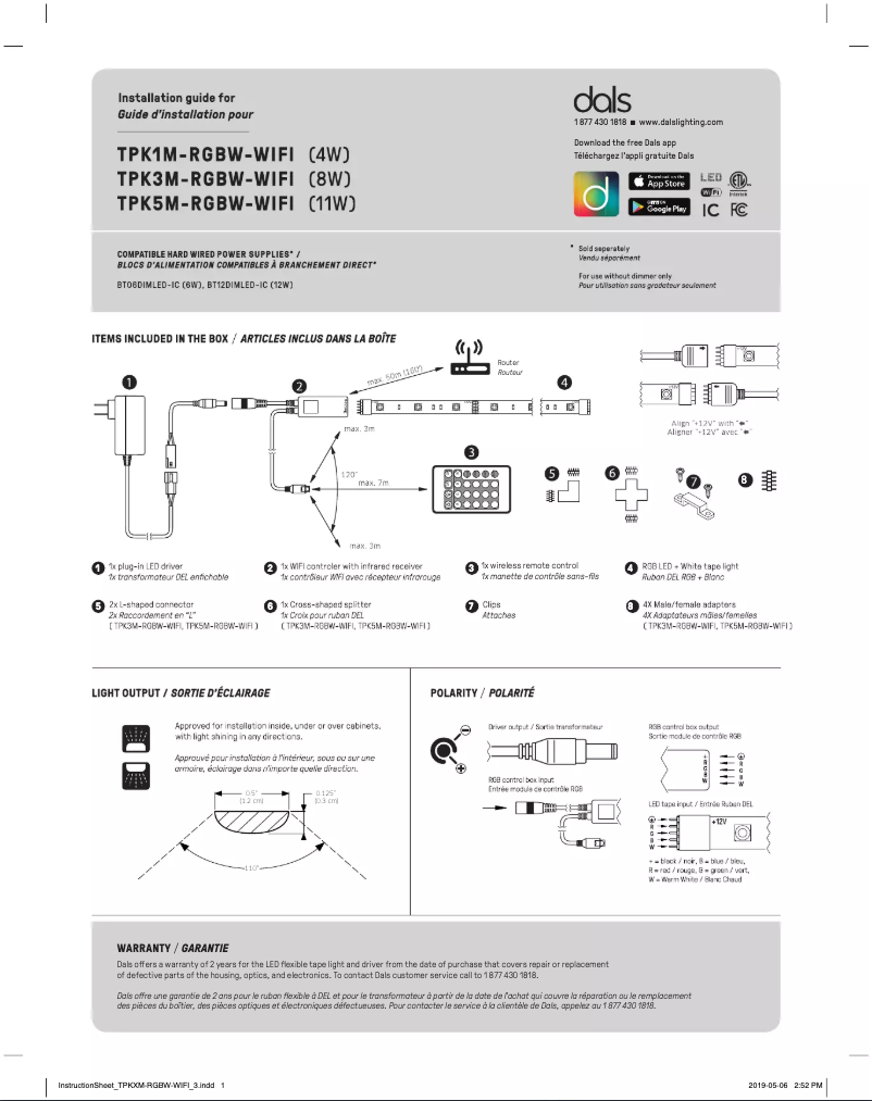Page n°1 - Manuel utilisateur Dals TPK3M-RGBW-WIFI
