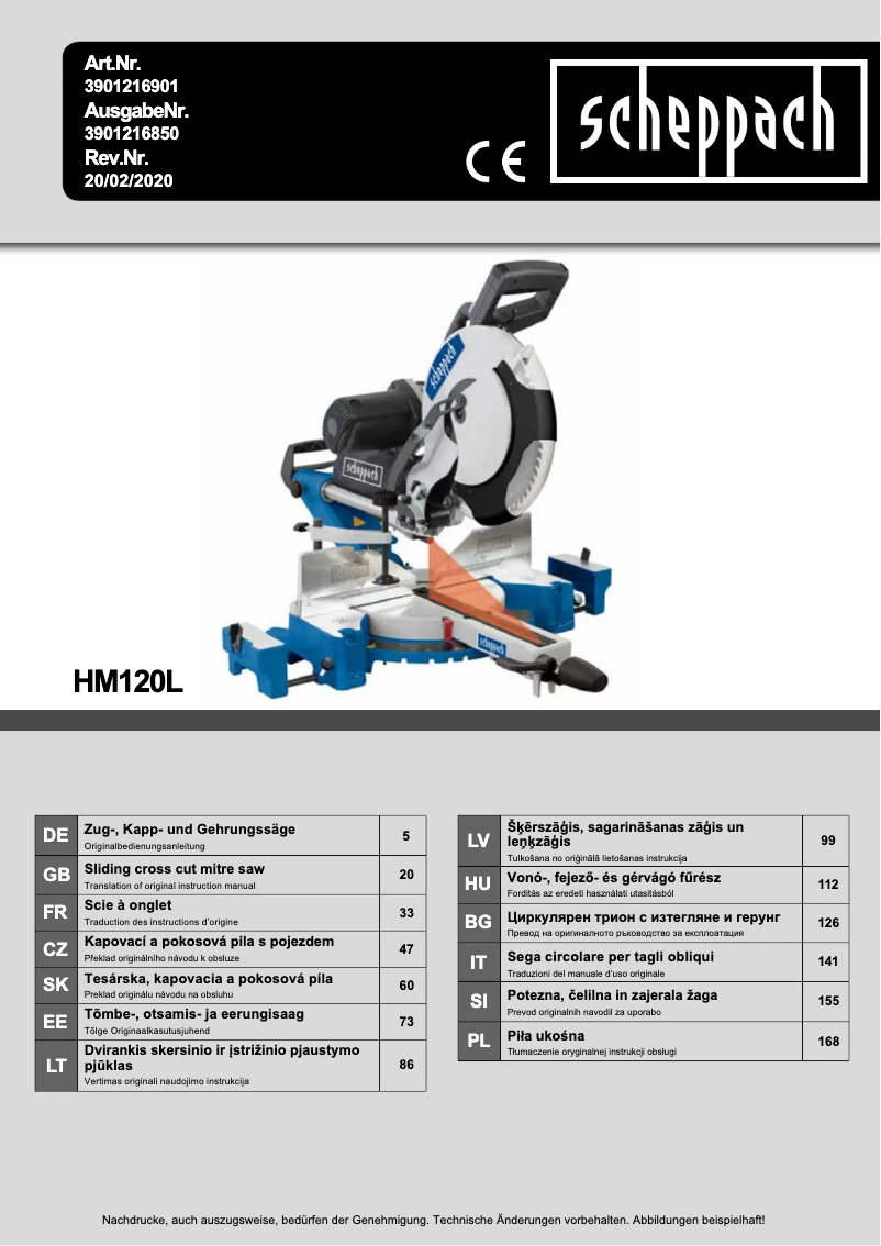Page 1 de la notice Manuel utilisateur Scheppach HM120L