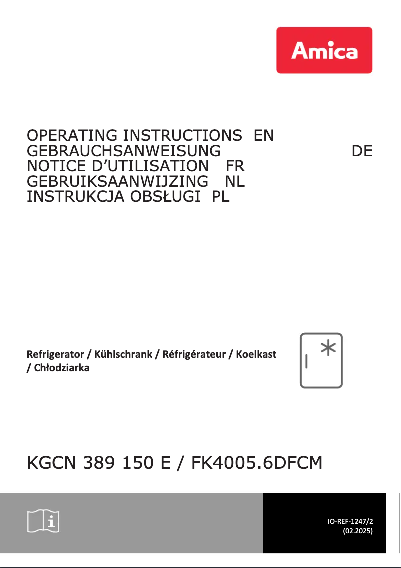 Page n°1 - Manuel utilisateur Amica KGCN 389 150 E