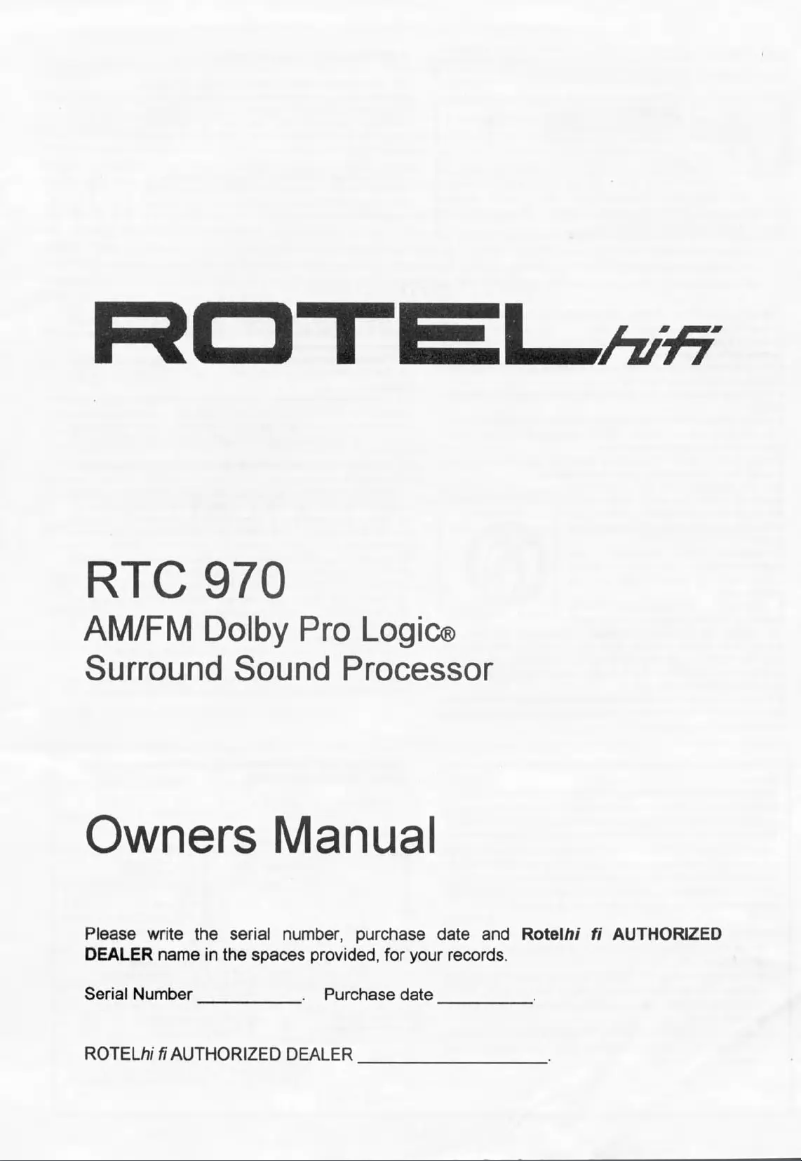 Page n°1 - Manuel utilisateur Rotel RTC-970