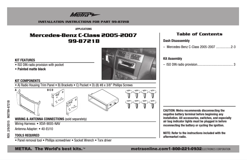Image de la première page du manuel de l'appareil 99-8721B