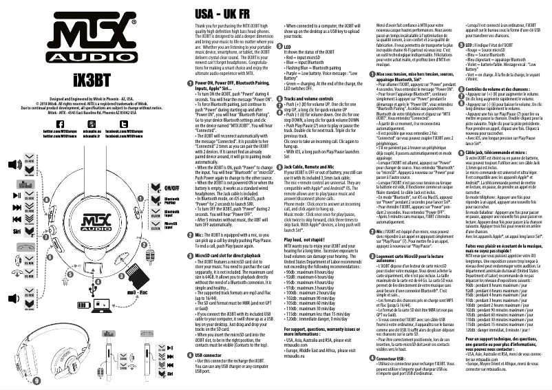 Image de la première page du manuel de l'appareil iX3BT