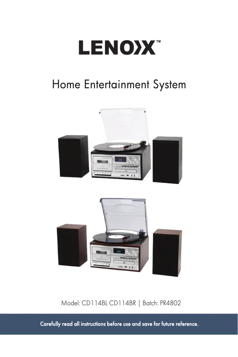Page 1 de la notice Manuel utilisateur Lenoxx CD114BL