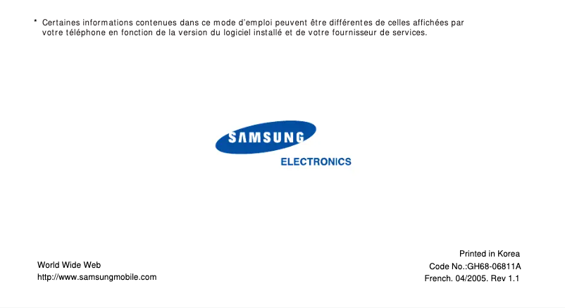 Page n°1 - Manuel utilisateur Samsung SGH-E620