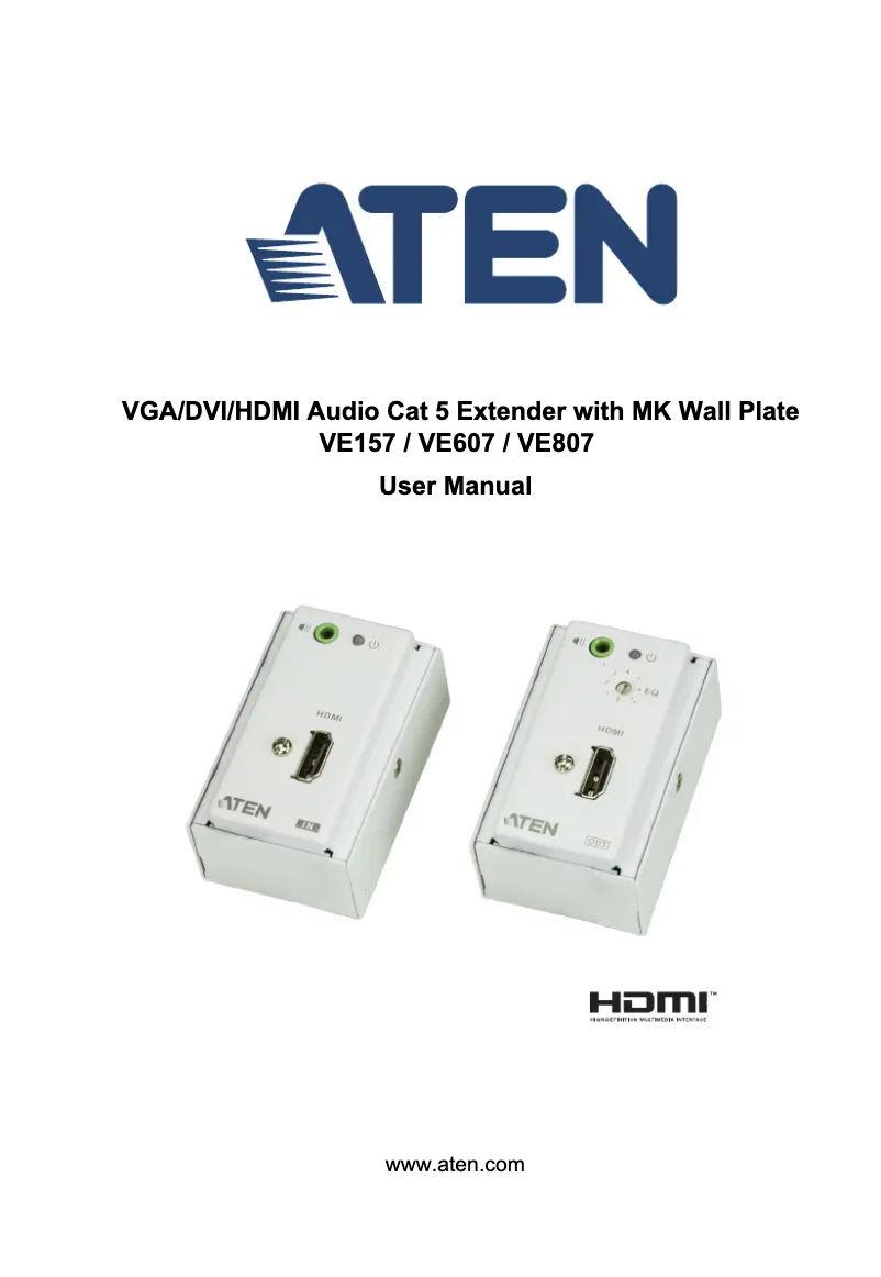 Page 1 de la notice Manuel utilisateur ATen VE157