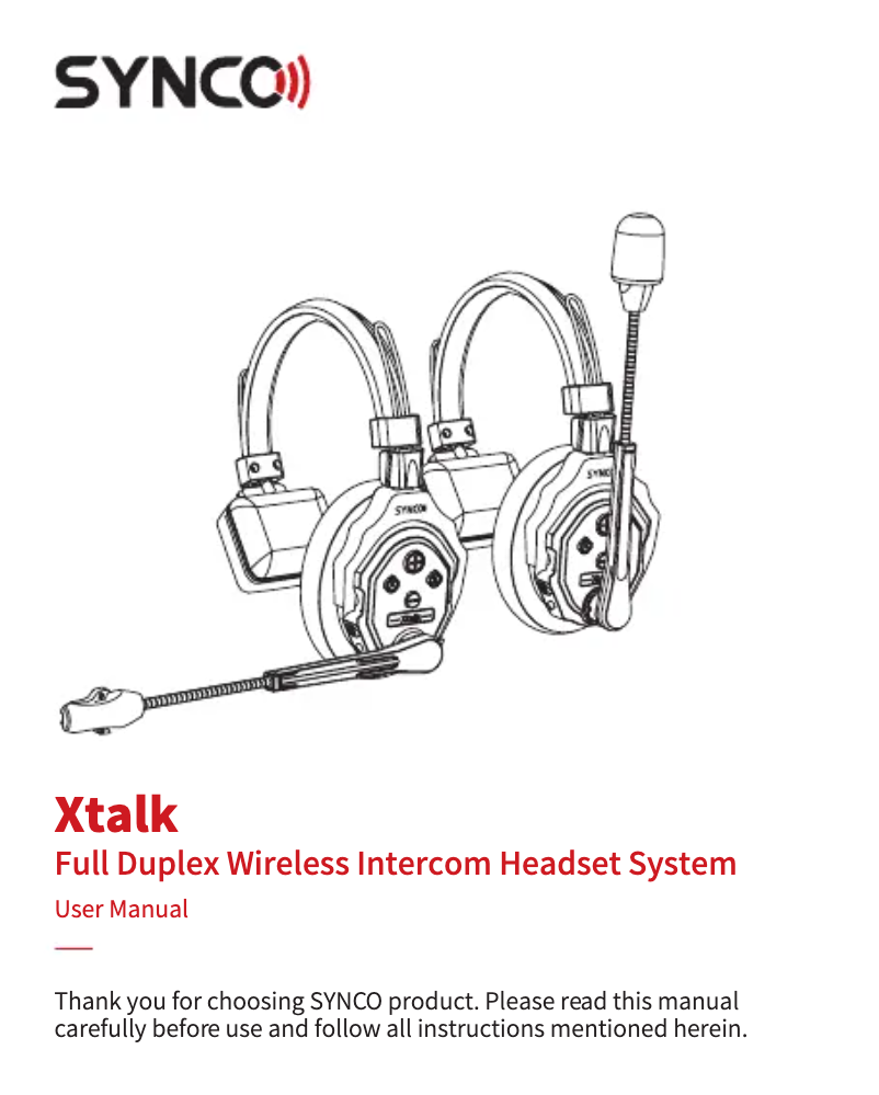 Page n°1 - Manuel utilisateur Synco X-Talk X5
