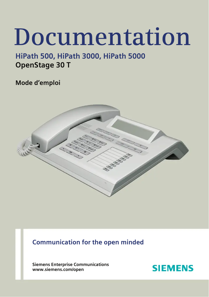 Image de la première page du manuel de l'appareil Hipath 5000